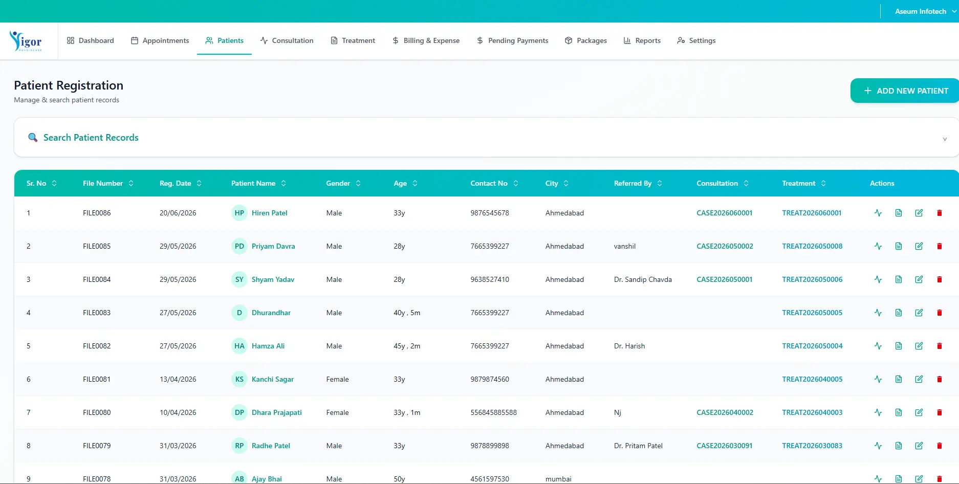 Patient Registration, Records & History