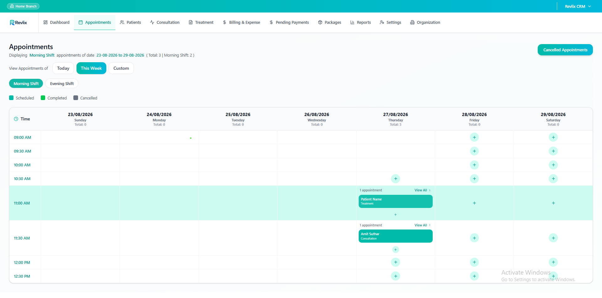 Appointment Scheduling & Shift Management